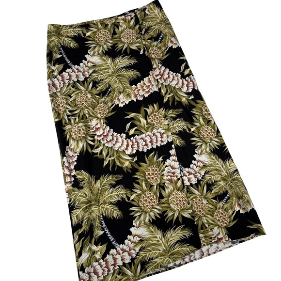 Hilo Hattie Dresses & Skirts - Hilo Hattie Maxi Skirt Womens Medium Black‎ Tropical Pineapple Hawaii VTG 180